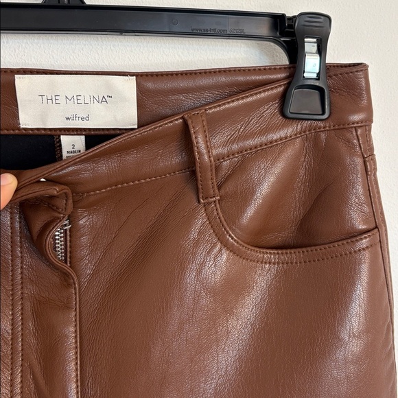 Wilfred The Melina Faux Leather Cognac High Rise Straight Leg Pant - Picture 6 of 9